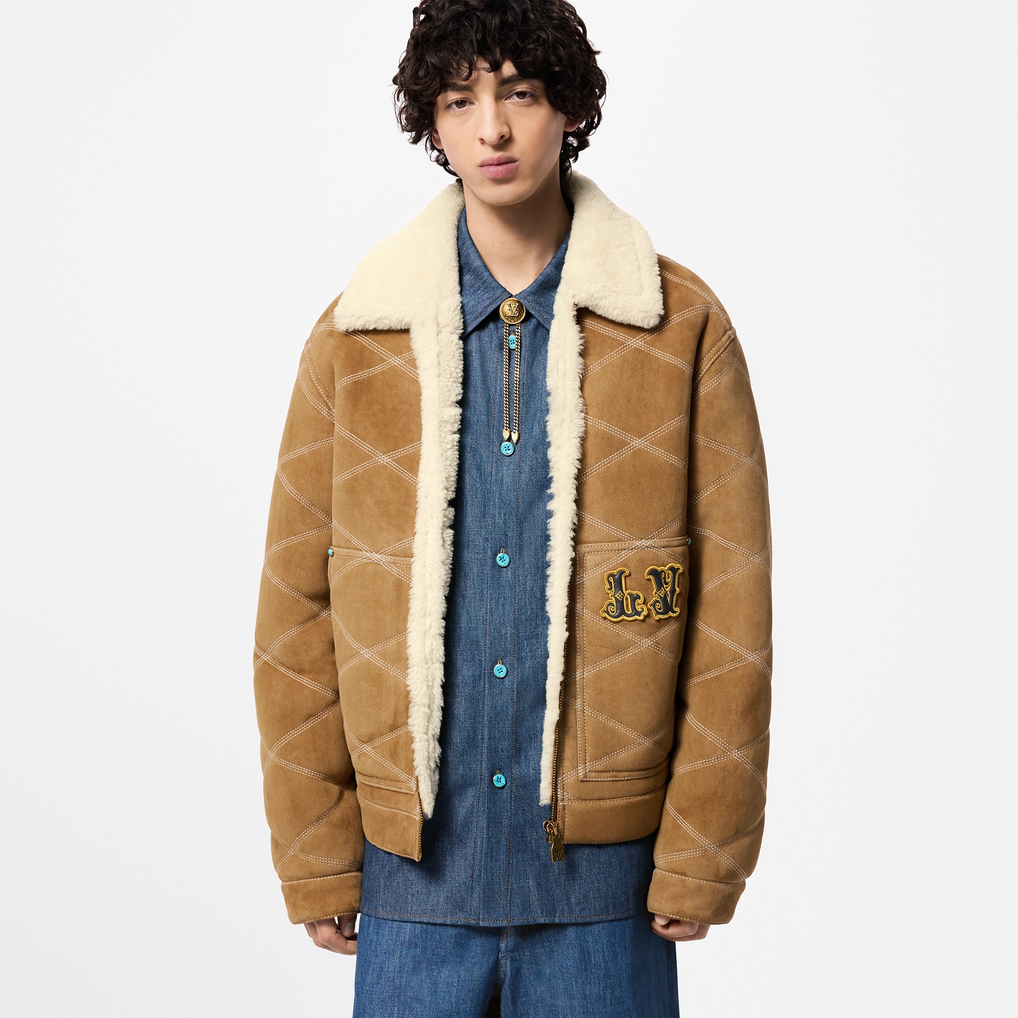 Embroidered Shearling Workwear Blouson - High-End Ready-to-Wear